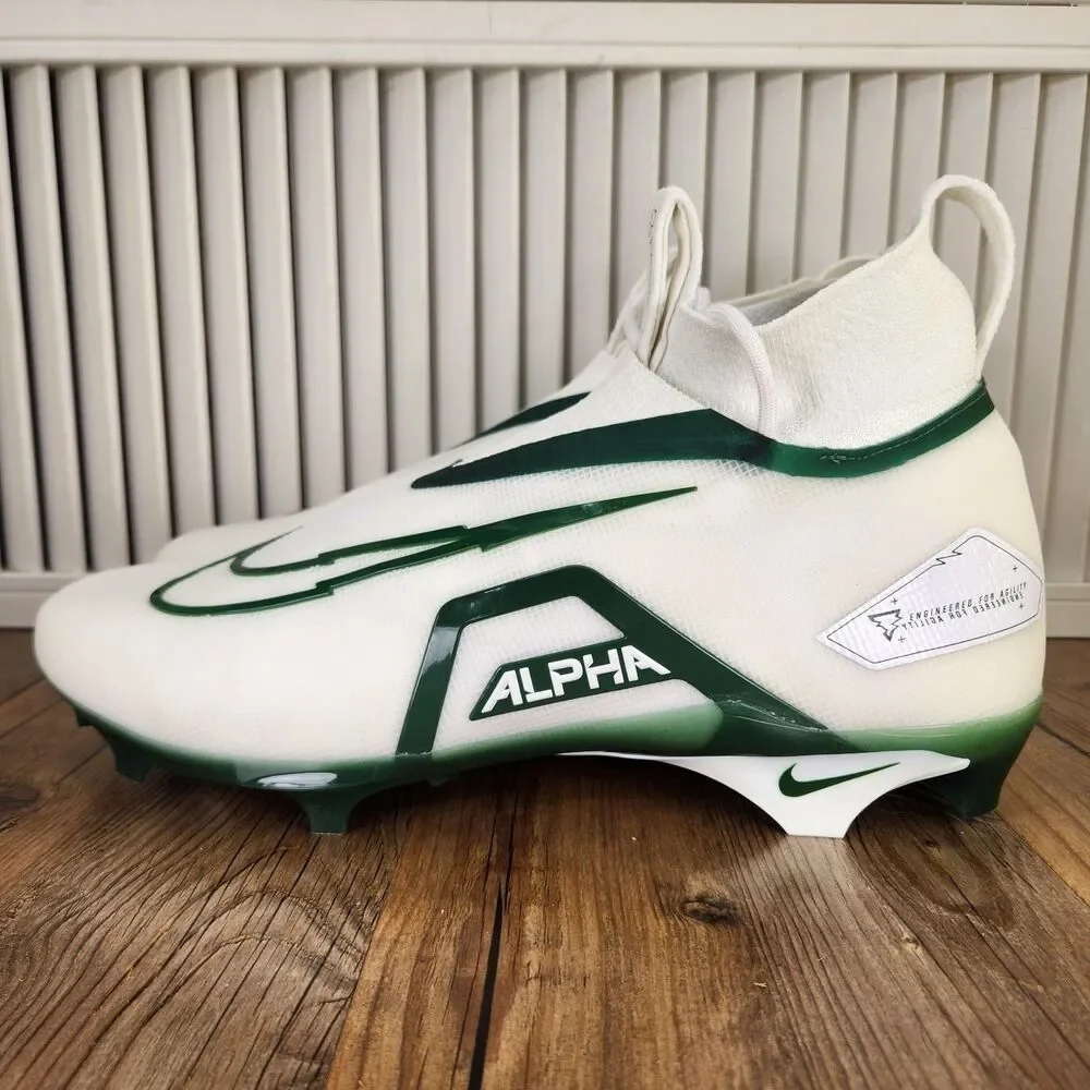 Nike Alpha Menace Elite 3 Mens Size 14 White Green Football Cleats DM1792-103